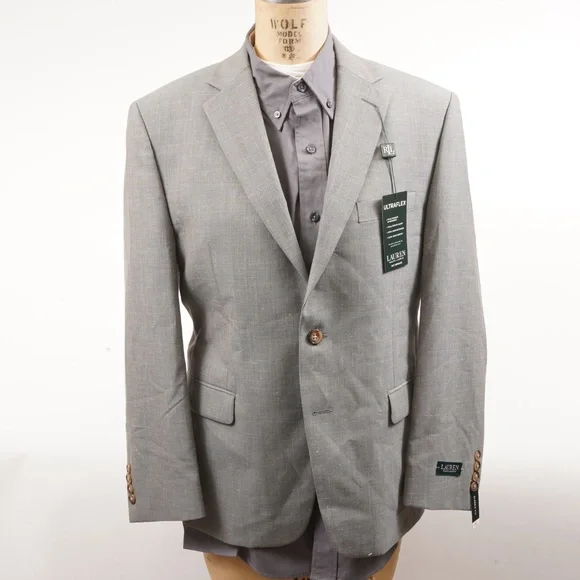 NWT $450 Lauren Ralph Lauren Grey Ultra Flex Suit Separates Blazer Size 40S - Picture 1 of 12